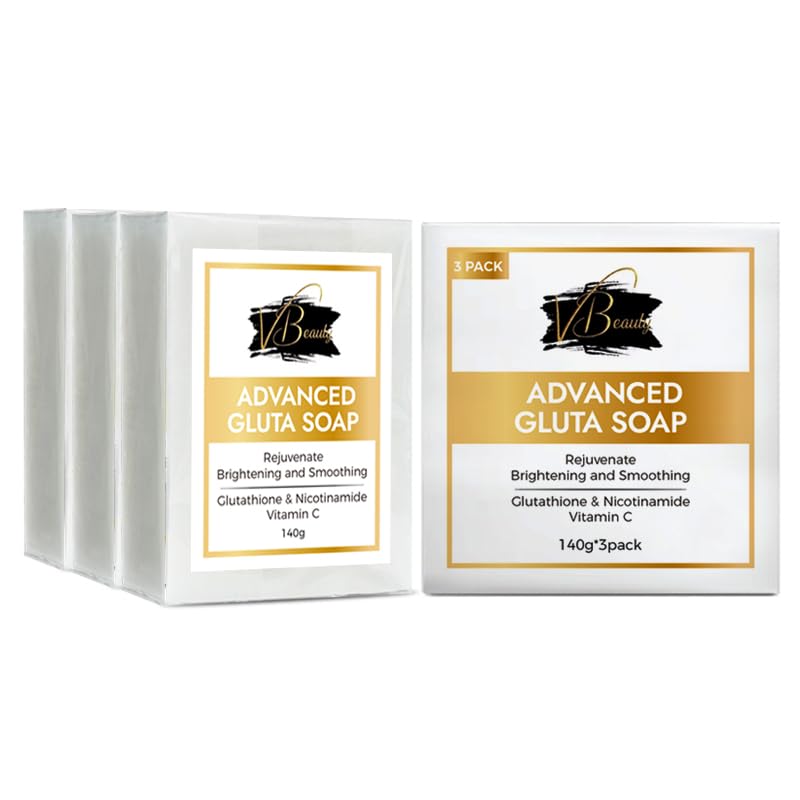 VBeauty Gluta Soap Advanced Formula,(3 pack of 140grams) Glutathione, Vit C, Nicotinamide, Rejuvenate,Brightening and Smoothing