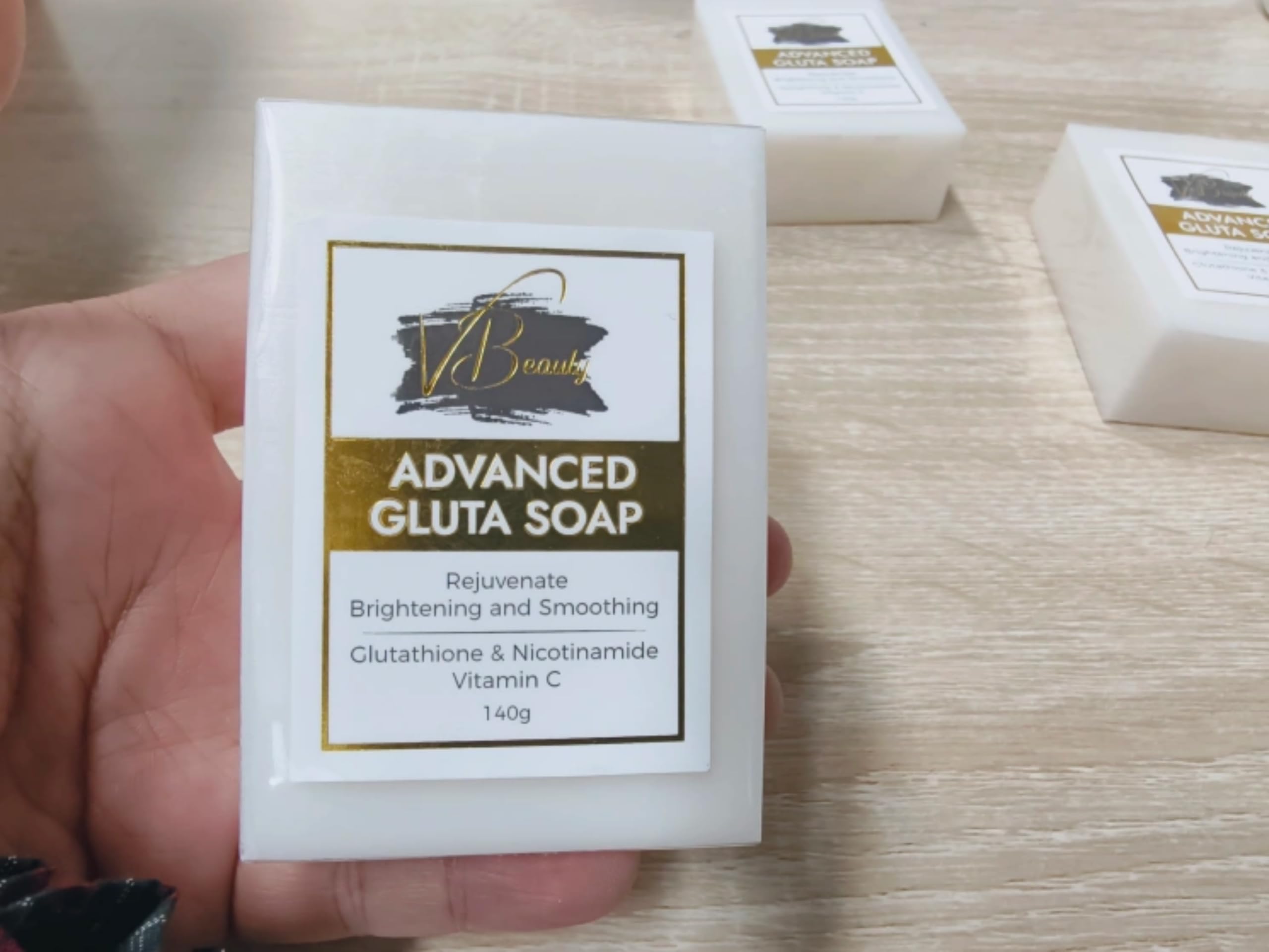 VBeauty Gluta Soap Advanced Formula,(3 pack of 140grams) Glutathione, Vit C, Nicotinamide, Rejuvenate,Brightening and Smoothing